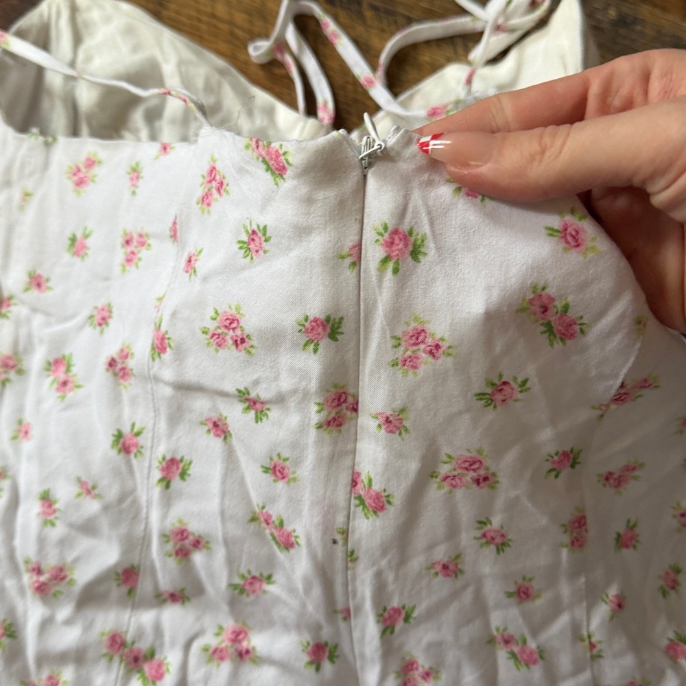 White floral cottagecore dress mini size medium summer spring - Picture 6 of 8